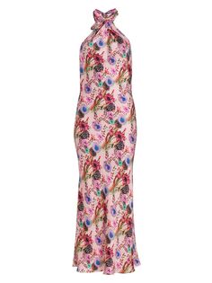 Платье-футляр Paola с цветочным принтом и закрученным вырезом Adriana Iglesias, розовый
