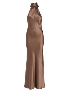 Шелковое платье с открытой спиной Charis Adriana Iglesias, коричневый