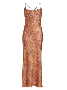 Шелковое платье-комбинация Jana Paisley Adriana Iglesias, коричневый