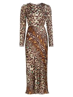 Платье миди с леопардовым принтом и открытой спиной Jodie Adriana Iglesias, коричневый