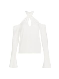 Шелковая блуза с открытыми плечами Daisy Adriana Iglesias, белый