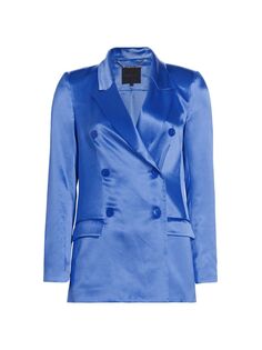 Шелковая двубортная куртка Kira Adriana Iglesias, синий