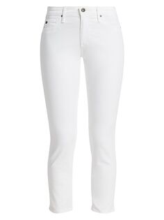 Укороченные брюки-сигареты Prima Sateen со средней посадкой AG Jeans, белый