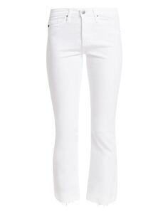 Укороченные расклешенные джинсы Jodi со средней посадкой и необработанными краями AG Jeans, белый