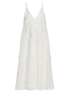 Платье миди с цветочной аппликацией Curandera Agua by Agua Bendita, белый