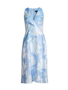 Жаккардовое платье-миди с цветочным принтом Aidan Mattox
