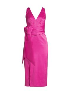 Платье-футляр с бантом и поясом Aidan Mattox, розовый
