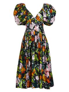Платье миди с глубоким вырезом и цветочным принтом Gabrielle Aje