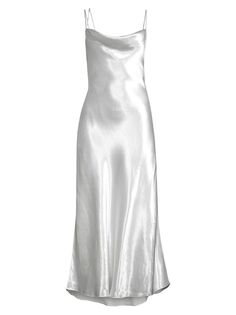 Атласное платье миди с открытой спиной Tati Aiifos, белый