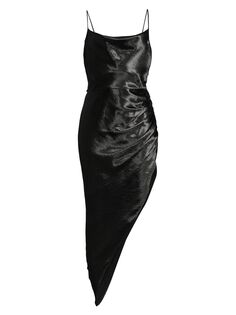 Асимметричное атласное платье-миди Martha Aiifos, черный