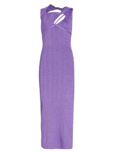 Трикотажное платье в рубчик с вырезами Sevrine AKNVAS, фиолетовый