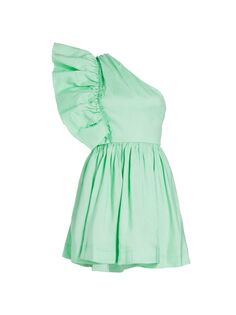 Мини-платье Bonjour на одно плечо Aje, зеленый