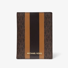 Кошелек для паспорта Michael Michael Kors Bedford Travel Medium Logo Stripe, коричневый