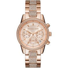 Часы наручные Michael Kors Ritz Pavé Rose Gold-Tone, розовый