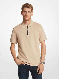 Футболка-поло Michael Kors Cotton Half-Zip Polo Shirt, бежевый