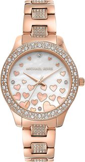 Часы наручные Michael Kors Mini Liliane Pavé Rose Gold-Tone Heart, розовый