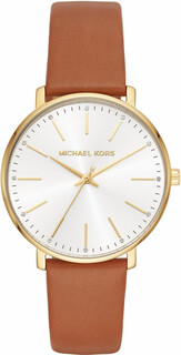 Часы наручные Michael Kors Pyper Gold-Tone Leather, золотистый/коричневый