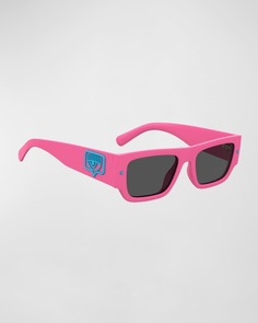 Прямоугольные солнцезащитные очки из пропионата с логотипом Chiara Ferragni