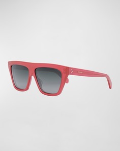 Квадратные солнцезащитные очки из ацетата с плоским верхом и логотипом Celine