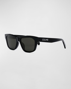 Монохромные прямоугольные солнцезащитные очки из ацетата с логотипом Celine