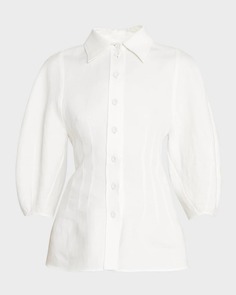Блузка с пуговицами спереди из мягкого стираного льна Chloe