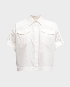 Хлопковая рубашка в стиле милитари с закатанными манжетами Co