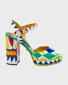 Кожаные сандалии на платформе с ремешком на щиколотке Carretto Dolce&amp;Gabbana