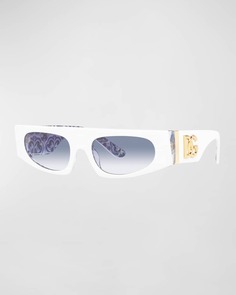 Прямоугольные солнцезащитные очки из ацетата с логотипом Interlocking DG Dolce&amp;Gabbana