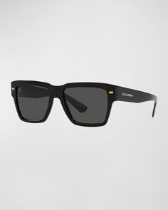 Мужские прямоугольные солнцезащитные очки с логотипом Temple Dolce&amp;Gabbana