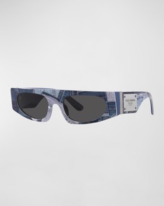 Мужские прямоугольные солнцезащитные очки с металлическим логотипом Dolce&amp;Gabbana