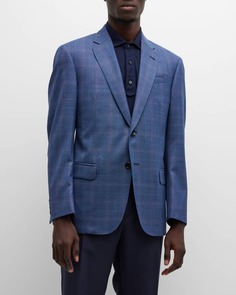 Текстурированное мужское спортивное пальто Windowpane Emporio Armani