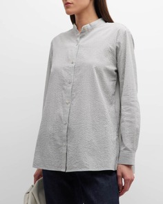 Полосатая рубашка со складками на пуговицах Eileen Fisher