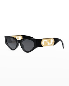 Овальные солнцезащитные очки из ацетата с вырезом FF Fendi