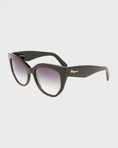 Классические солнцезащитные очки «кошачий глаз» из ацетата с логотипом Ferragamo