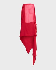 Асимметричное прозрачное атласное мини-платье с накидкой Envers Ferragamo