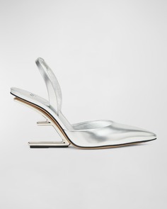 Туфли-лодочки с ремешком на пятке First Metallic F-Heel Fendi