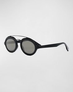 Мужские овальные солнцезащитные очки с двойной перемычкой из ацетата Fendi