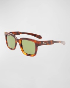 Мужские классические массивные прямоугольные солнцезащитные очки с логотипом Ferragamo