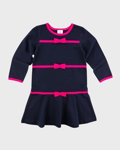 Вязаное платье для девочки с бантиками, размер 4-8 Florence Eiseman