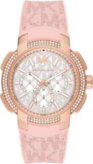 Часы наручные Michael Kors Oversized Sydney Pavé Rose Gold-Tone and Logo, розовый