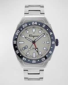 Мужские часы Ferragamo SLX GMT с браслетом из нержавеющей стали, 43 мм