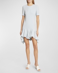 Короткое платье с асимметричным подолом с рюшами Givenchy