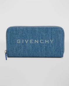 Бумажник Continental на молнии из стираного денима Givenchy