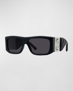 Прямоугольные солнцезащитные очки 4G из ацетата и кожи Givenchy