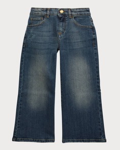 Широкие джинсы средней потертости для девочки, размер 4–10 Golden Goose