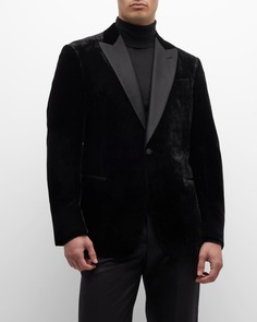 Мужская бархатная вечерняя куртка с острыми лацканами Giorgio Armani