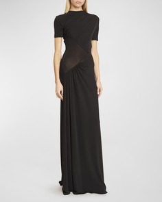 Драпированное платье из джерси с прозрачной вставкой Givenchy