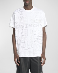 Мужская футболка большого размера с вышитым логотипом Givenchy