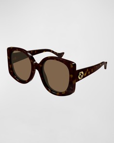 Приподнятые солнцезащитные очки-бабочки из ацетата GG Gucci