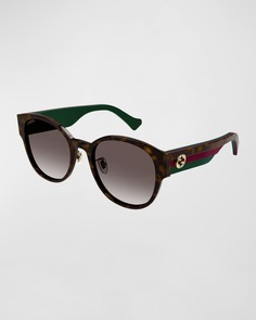 Круглые солнцезащитные очки из ацетата GG с цветными блоками Gucci